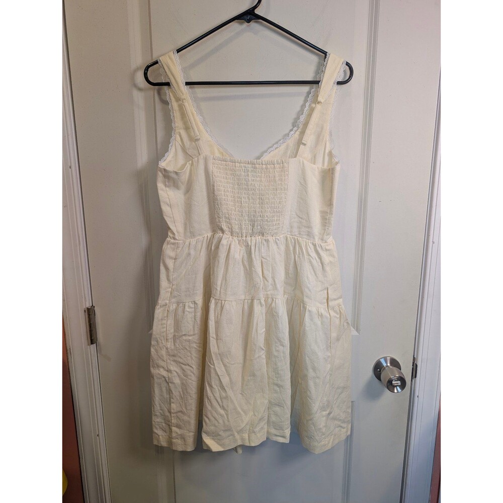 Women's Wild Fable Lace Trim Button Front Mini Dress Cream Small - Picture 4 of 9